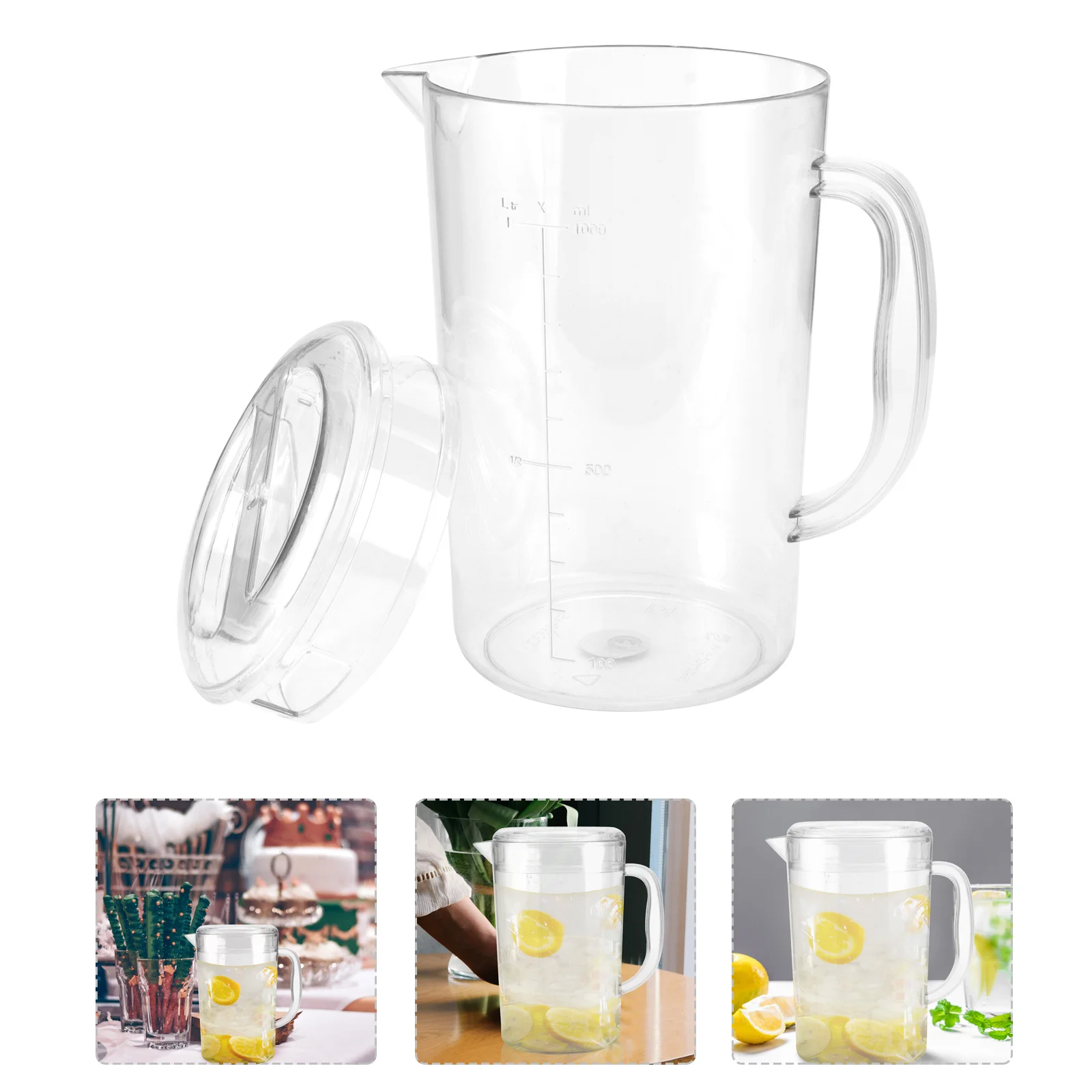 

1L Transparent Water Pitcher Plastic Beverage Dispenser With Lid For Cold Hot Drinks Juice Tea Milk Party Picnic Poolside