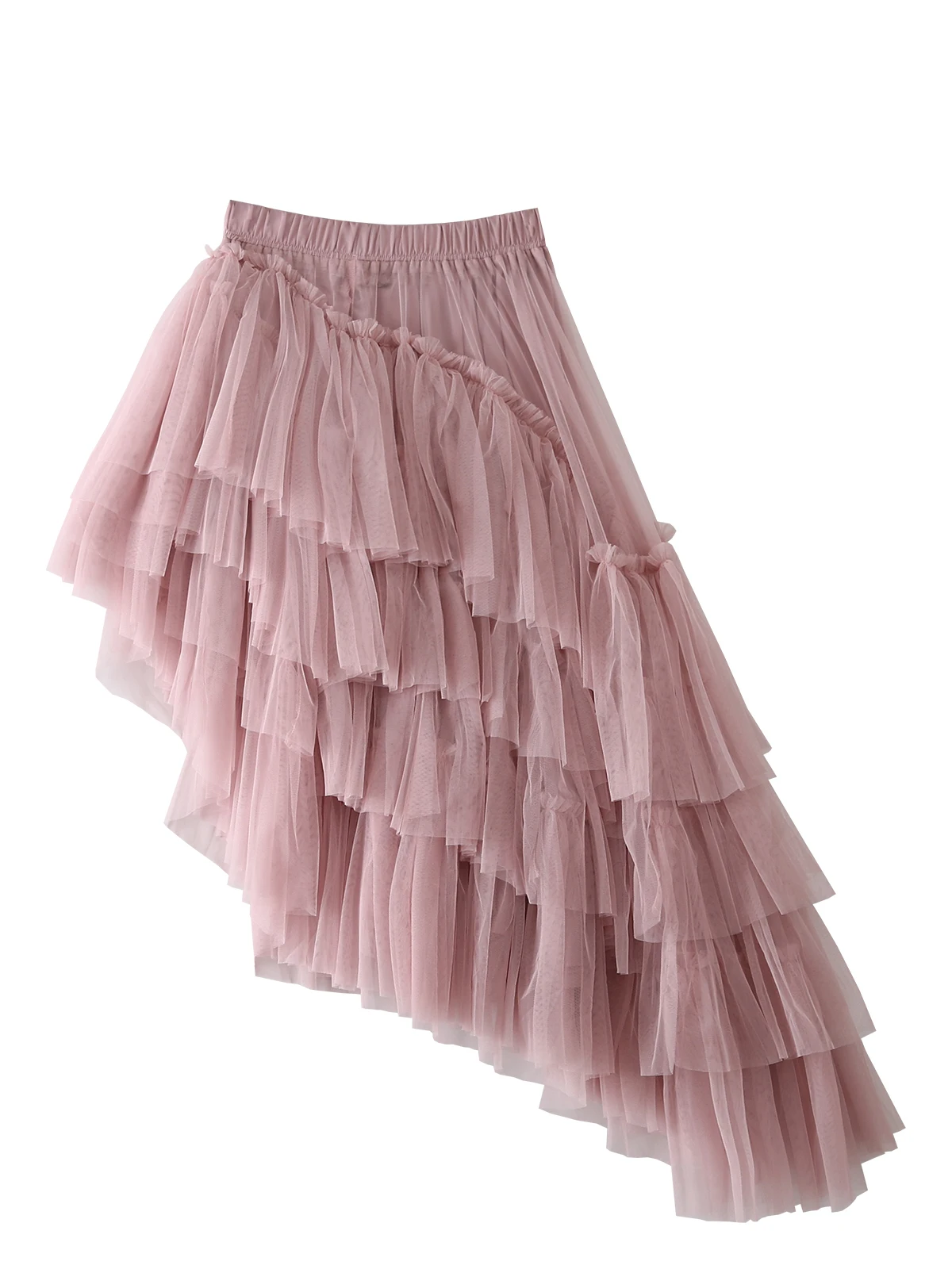 Elegant Sweet Front Short Rear Long Gauze Skirt Girl Fashion Irregular Solid Color  Personalized  Versatile Princess Cake Skirts