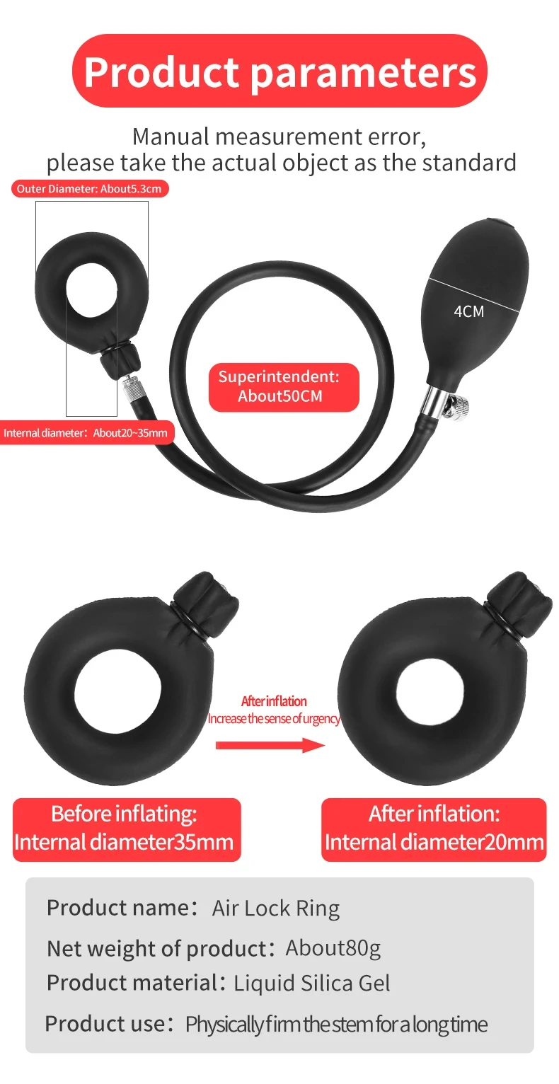 Inflatable Cock Ring Penis And Scrotum Restraint Semen Locking Ring Delayed Ejaculation Enhanced Erection Trainer Adult Supplies