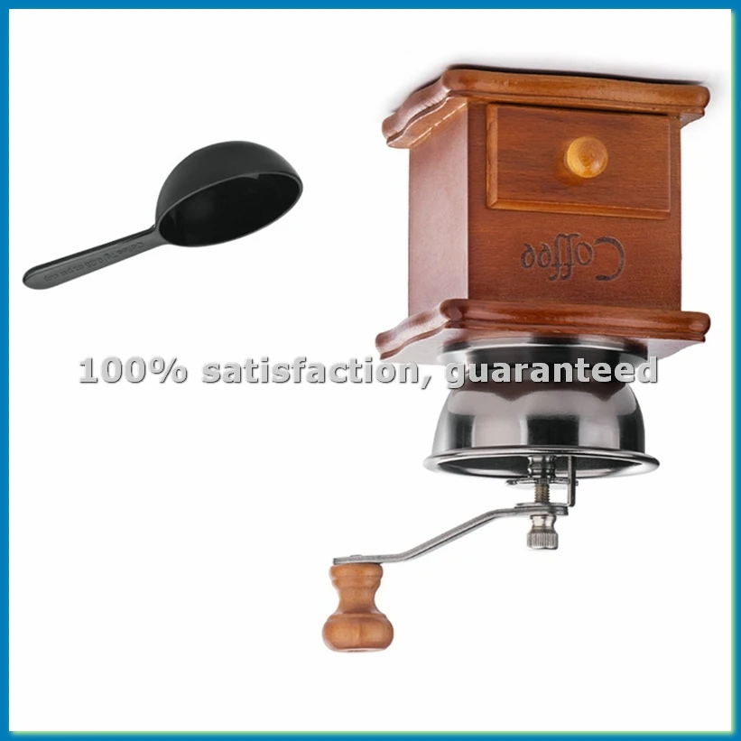 

Manual Coffee Grinder with Spoon Mini Vintage Wooden Coffee Bean Grinder for Making Mesh Coffee-FABY
