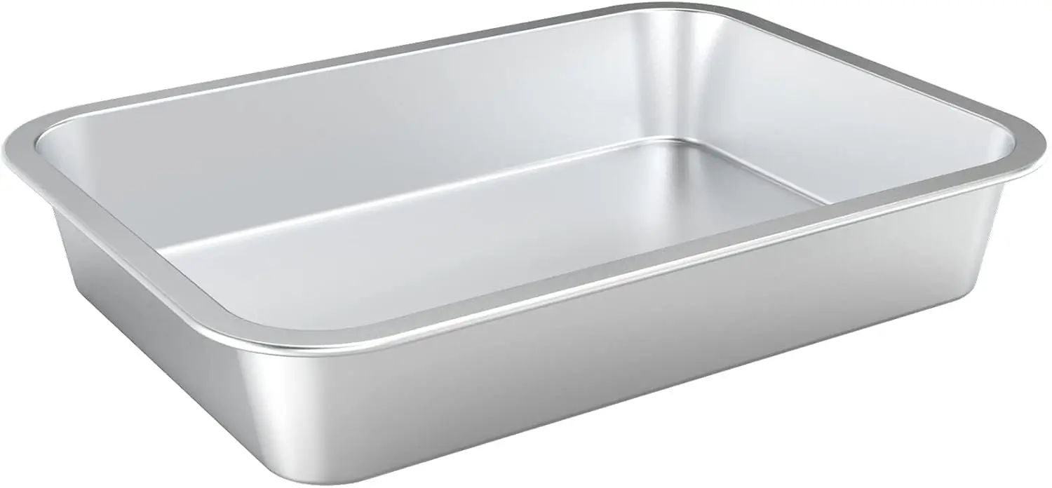 

Stainless Steel Baking Pan, Rectangular Cake Cookie Sheet for Breads, Chicken, Vegetables, Dishwasher Safe 15.5x11.6x2.7 Inches