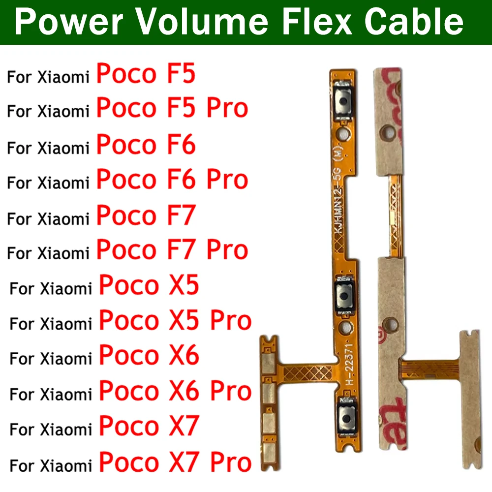 

New For Xiaomi Poco F5 F6 F7 X5 X6 X7 Pro 4G 5G Power On Off Volume Side Button Key Flex Cable