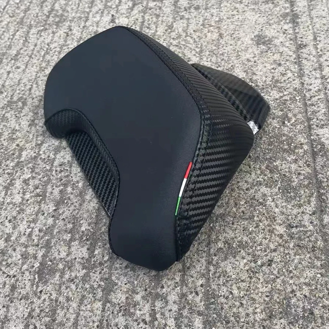 Universal modified motorcycle scooter seat cushion with carbon fiber adhesive perforated lumbar support