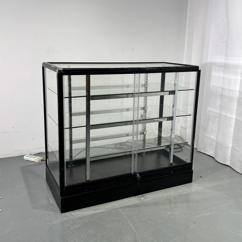 Aluminum Frame Glass Display Cabinet with LED Lights Custom 4/6ft Counter for Smoke & Retail Stores