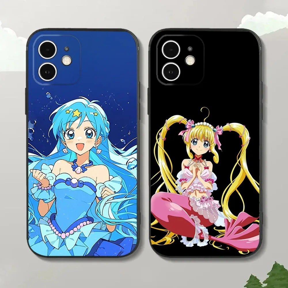 Mermaid Melody Pichi Phone Case For iPhone16,15,14,13,12 Mini 11 Pro XR,X,XS,MAX 7,8 Plus Silicone Cover Soft Black