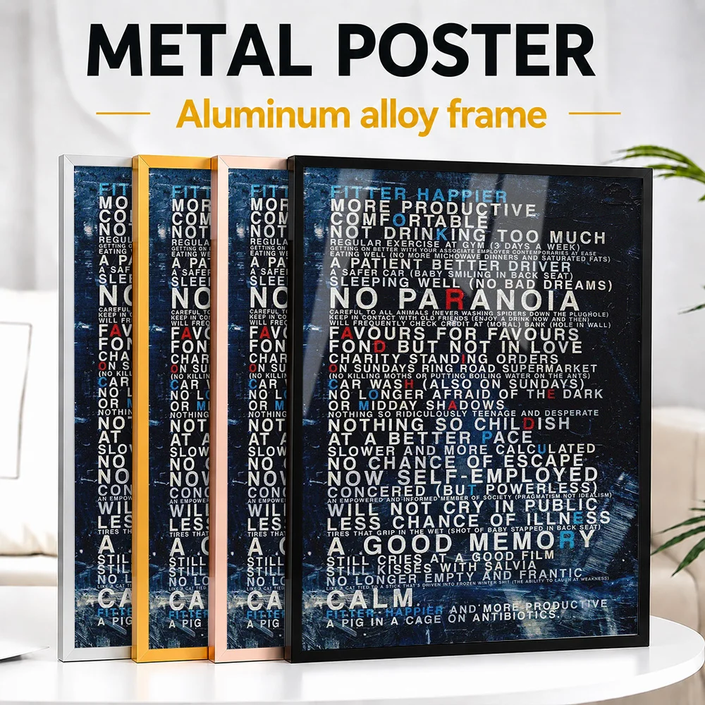 Radiohead OK Computer Lyrics Framed Metal Poster Personalized Recording Tribute Wall Art For Singer Fans Decorating Music Room