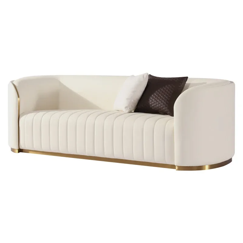 Light luxury sofa set leather living room beauty salon leather bed sofa