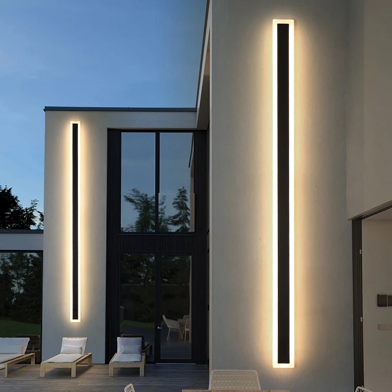 Moderne Waterdichte Outdoor Lange Strip Led Wandlamp Ip65 Aluminium Wandlamp Tuin Veranda Schans 110V 220V 24V Warm Wit