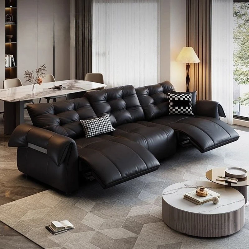 Leather sofa, electric function sofa, retractable, first layer cowhide