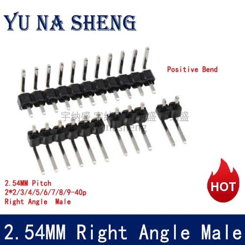 2.54 mm Pitch R/A Right Angle Single Row Pin Header 1x 40 Pin Male 90 degrees Needle Connector 3P/4P/6P/8P/10P/15P/40P 1*40 