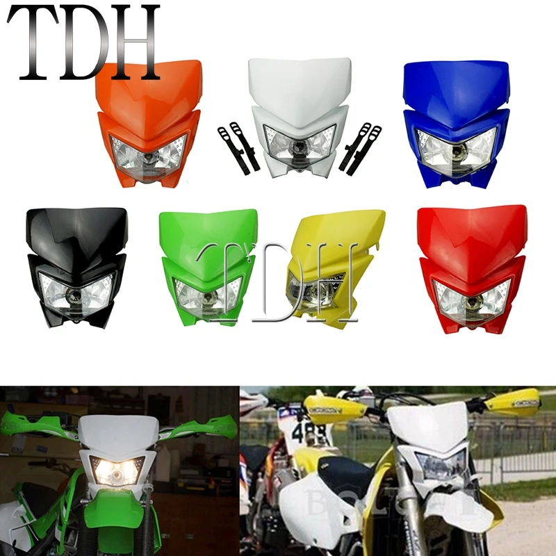 Enduro Motocross Headlight Plate for Suzuki DRZ RMX DR Kawasaki Universal Headlamp Dirt Bike Headlights Motorcycle Accessories