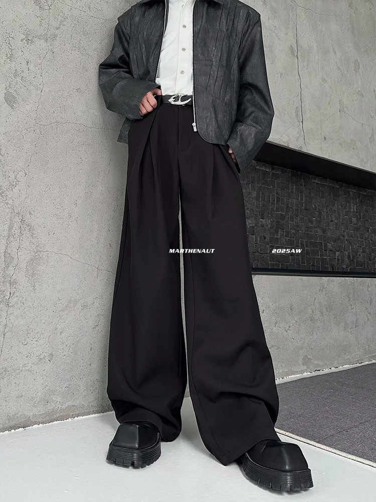 Casual Loose Breathable Pleated West Pants Youth Fashion Summer Long Trousers Cool Style Pure Color Design Sensation