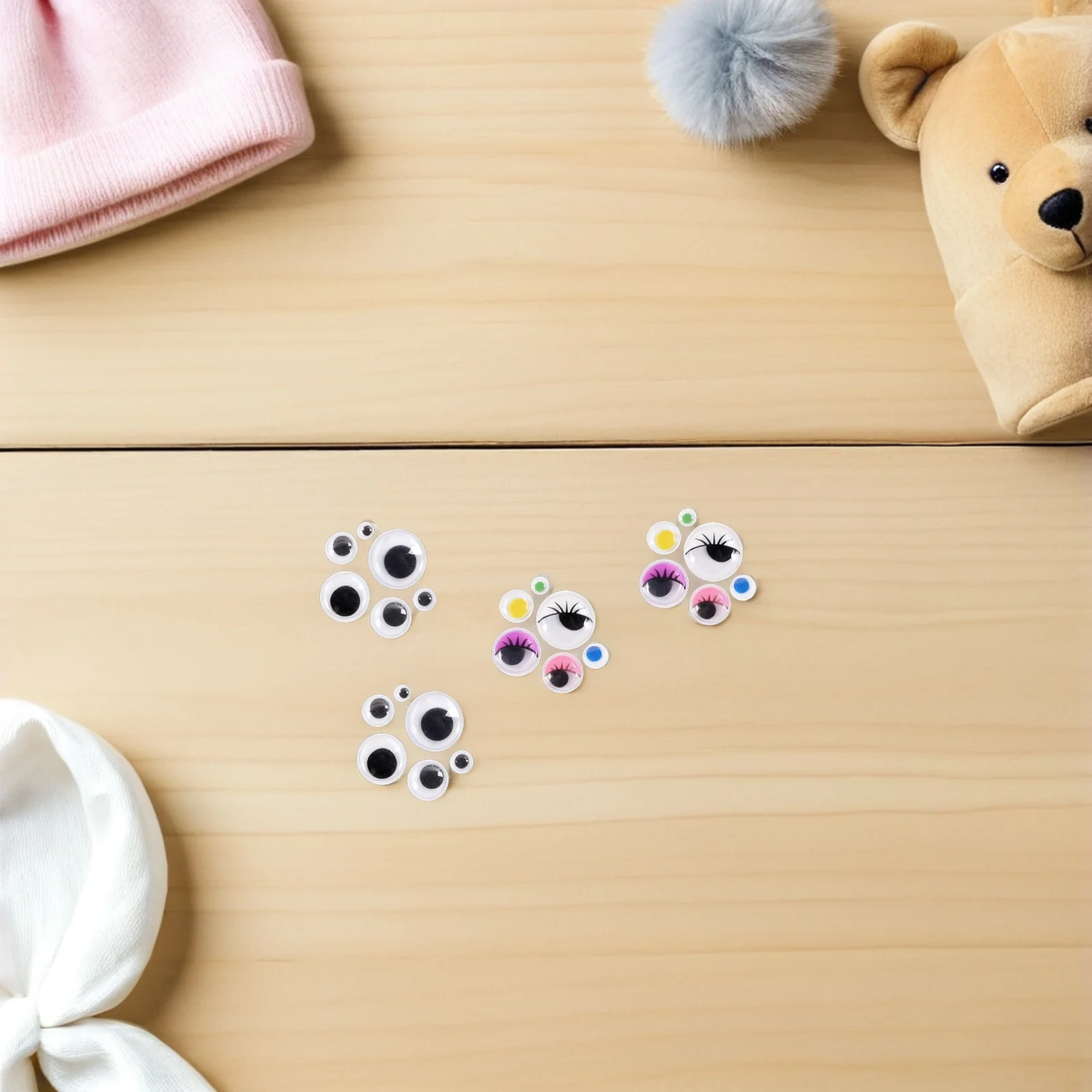 750개 셀프 접착식 웨글 아이즈 다양한 색상 및 크기 6 8 10 12 15 18mm DIY 공예용 웨글 아이즈