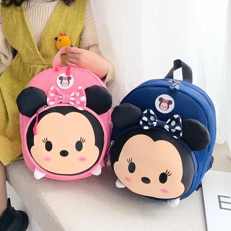 Disney Mickey Mouse Children's School Bag Kindergarten Boy Girls Backpack Minnie Cute Cartoon Bag Anime Figure Backpack Kid Gift