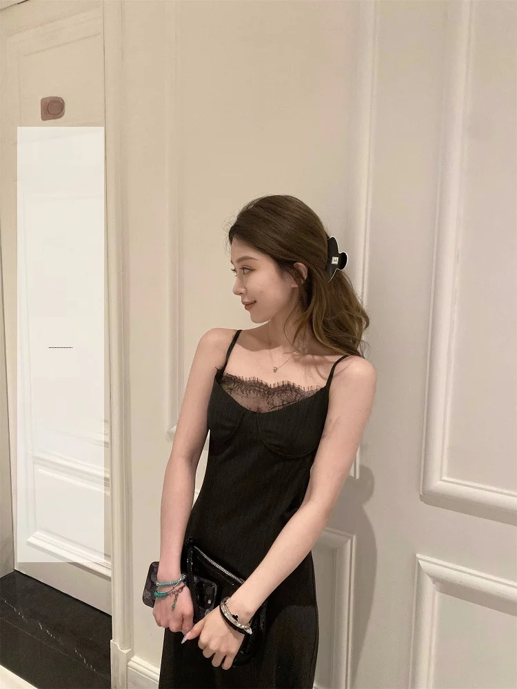 

Xzz Charming Private Label Sexy Lace Patchwork Long Dr Ba Split Strapl Gown Ele Fene Spring Autumn Dr