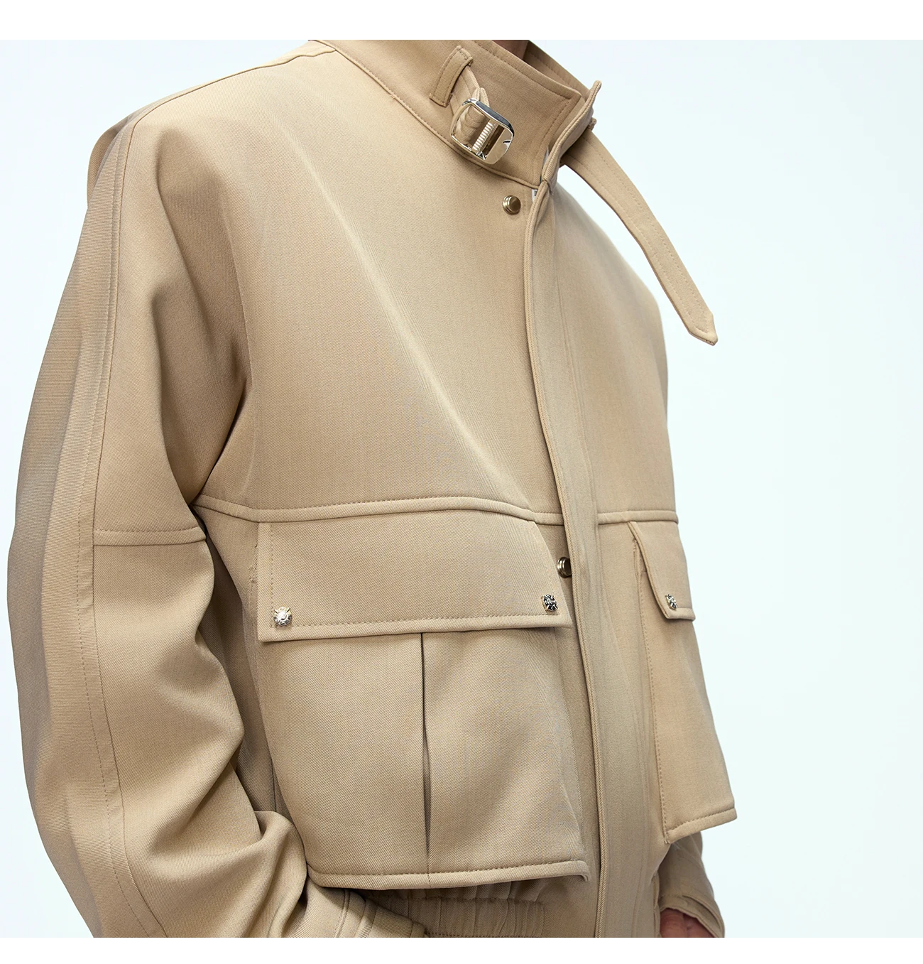 Men's 2025 Autumn New Fashion Cotton 2pcs Male Tooling Short Jackets Multi-Pocket Cargo Pants Sets Solid Color Two-piece Sets