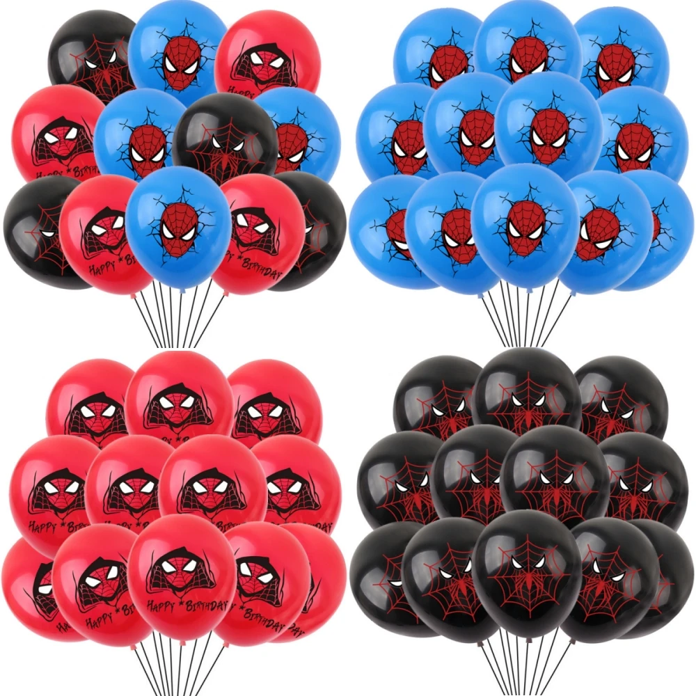 12pcs Spiderman Theme Superhero 12 Inch Latex Balloons Boys Birthday Party Decorations Toys For Kid Baby Shower Party Supplies