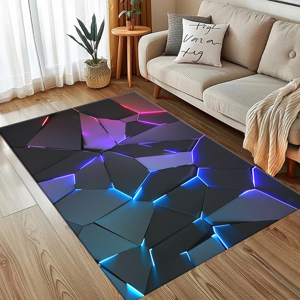 

Ослепительный 3D ковер с визуальной геометрией, большая площадь, крутой, темный ветер, спальня, игровая комната, декоративный коврик, ковер