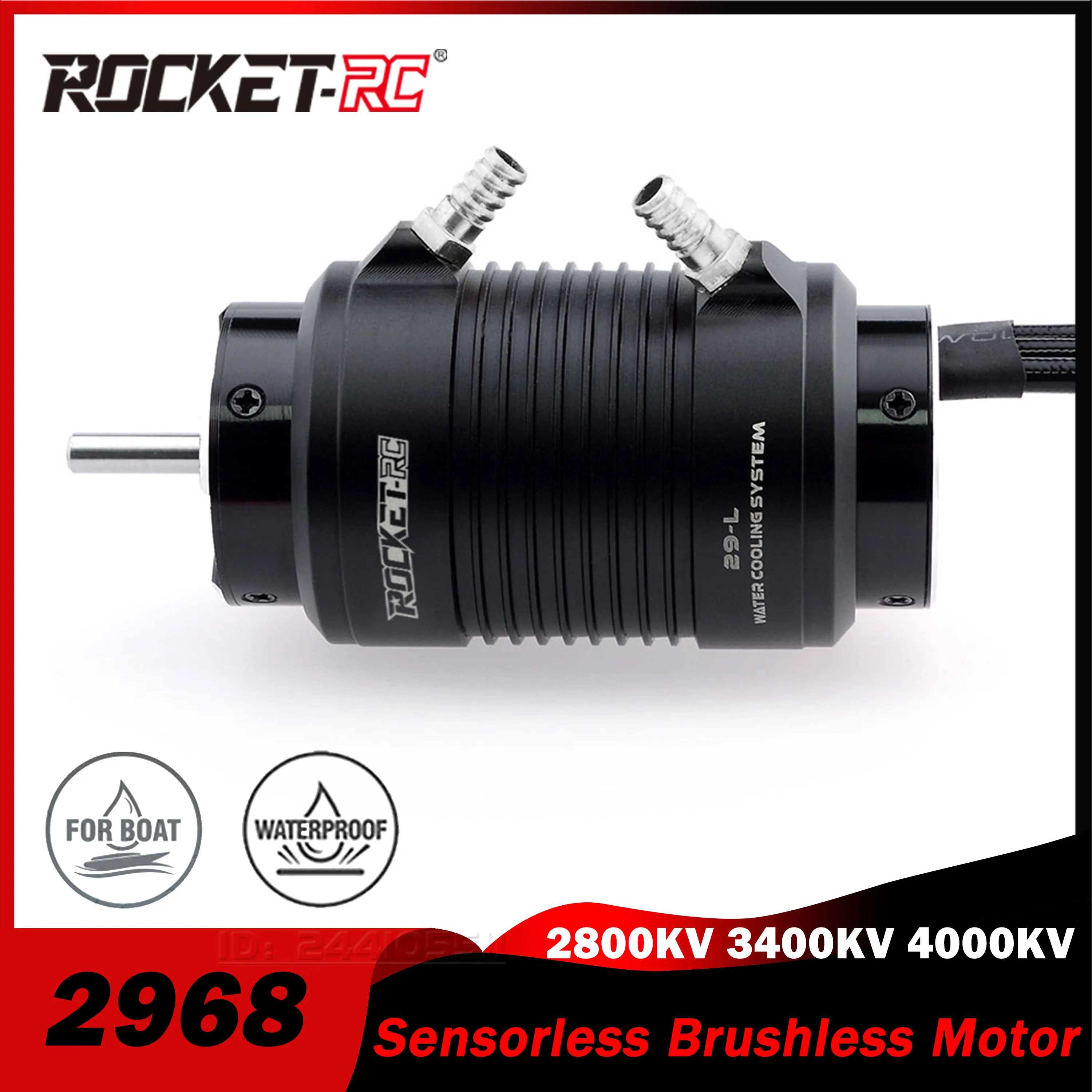 Rocket-RC 2968 RC Boat Sensorless Brushless Motor 3400KV 3800KV 4000KV Waterproof 4mm Water Cooling Jacket for Feilun ESC Part