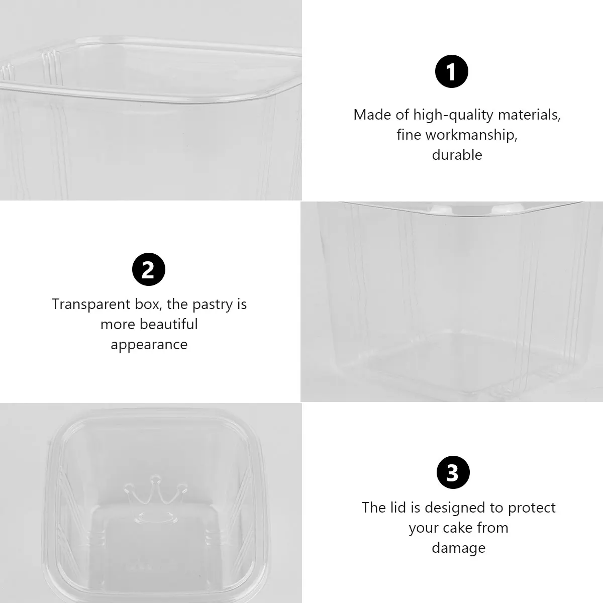 

50pcs Cake Packaging Boxes Transparent Pastry Box Bakery Dessert Food Crisper Pet Airtight Lid Suitable Cakes Sushi Biscuits