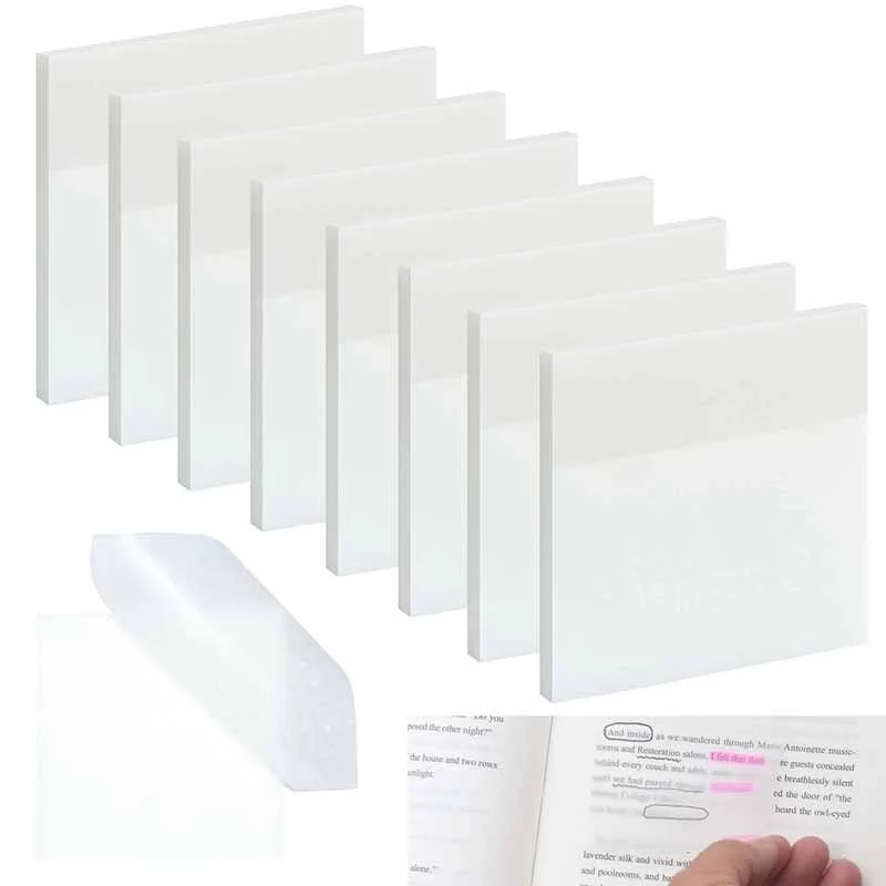 50 Sheets Study Office Stationery See Through Sticky Pad Removable Adhesive For Book Annotation School Office Fluorescence Note