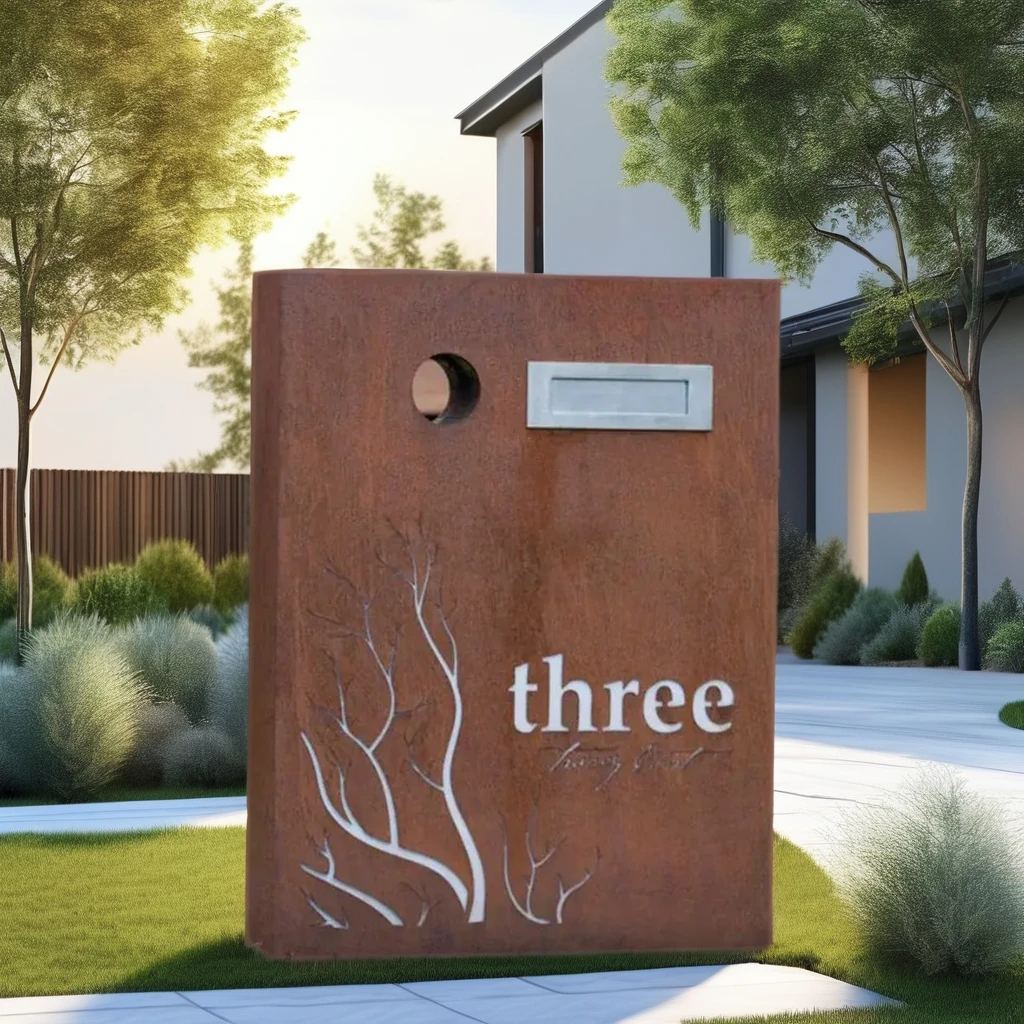 Design Corten Steel Waterproof Letterbox for Garden