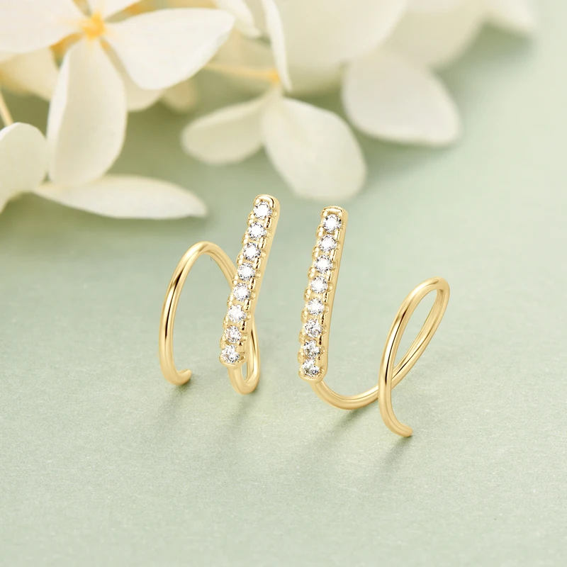 IOGOU 1.5mm Moissanite Bar Earrings for Girls Silver 925 100% Original  2024 Trend Small Hoop Earrings Party Unique Accessories