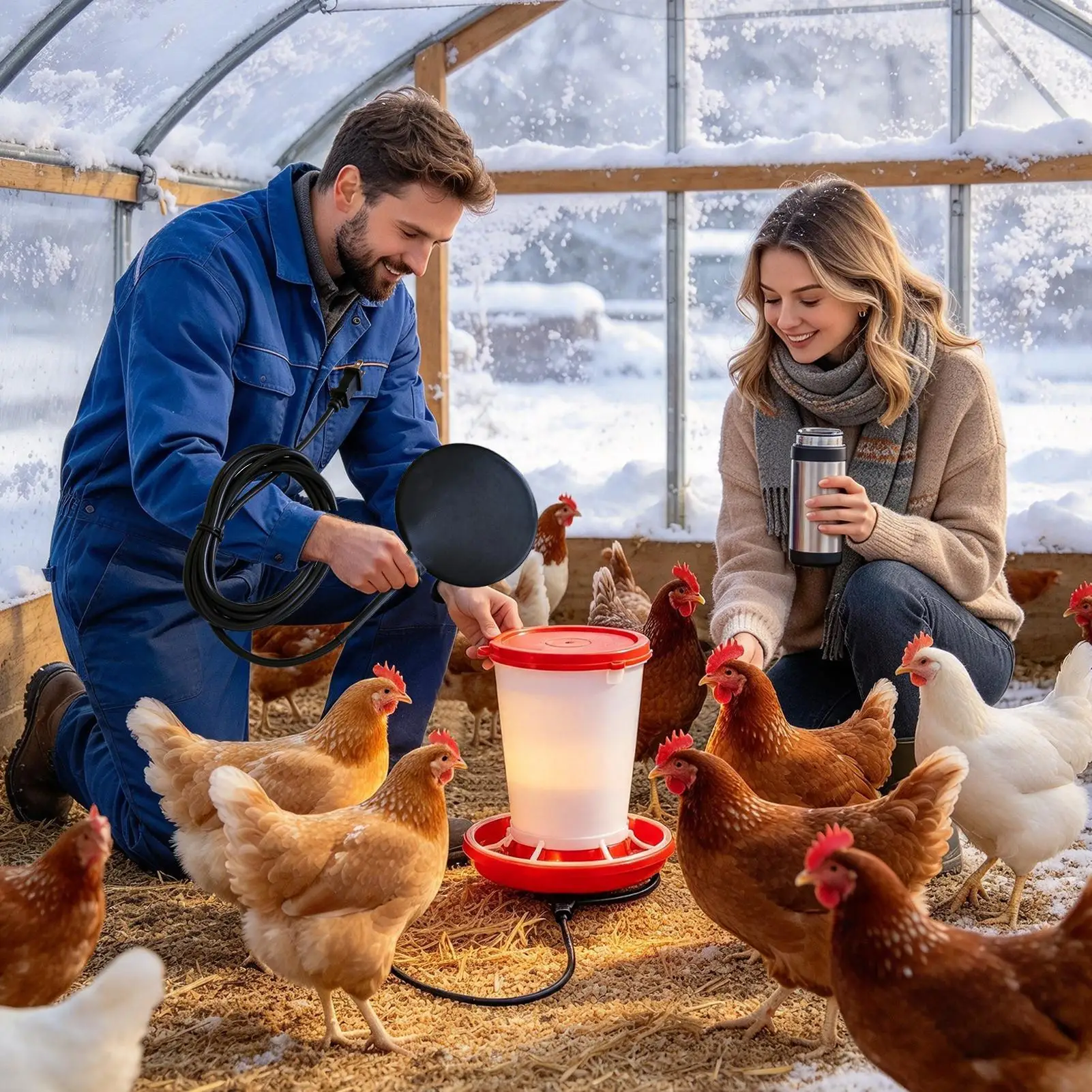 Chicken Waterer Heater 120V 5.9in Poultry Drinker Silicone Heating Pad Chicken Water Heater Base For Cold Weather Backyard Coops