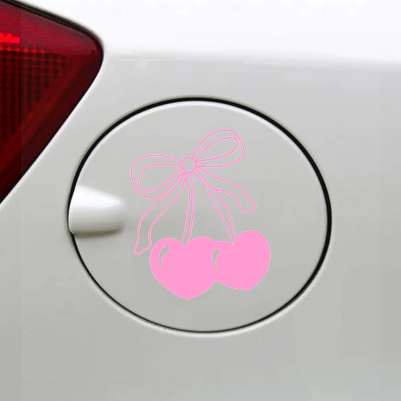 Cute Girly Cherry Bow For Car Stickers Decoration Bumper laptop Sticker Rear Window Fashion Stickers Plant Sport PVC Vinyl Decal