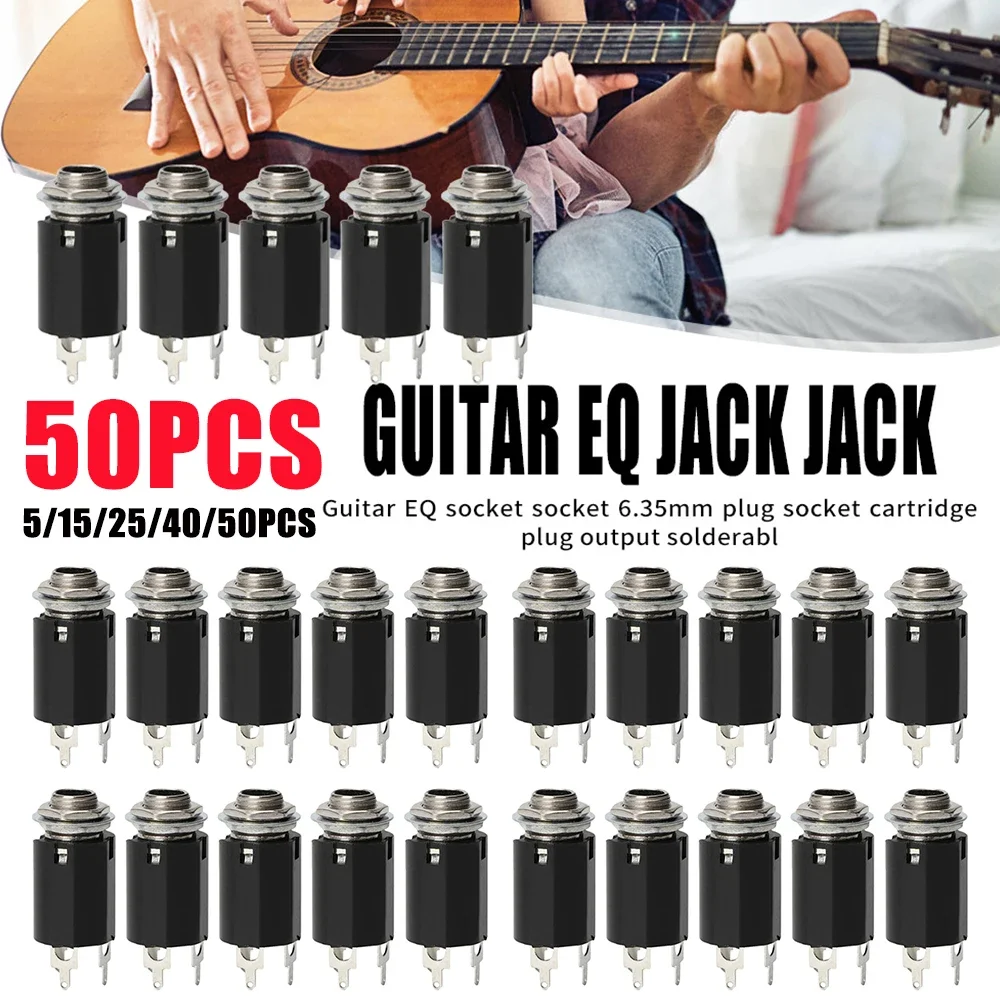 5-50PCS Guitar Stereo Output Plugs Delicate Design Acoustic Electric Guitar EQ Socket Plug 6.35mm Jack Stereo Output Socket Plug