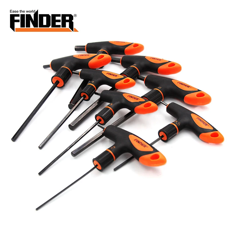 8pcs 2-10mm Hex Key Wrench Set T-type Hexagon Wrench Hand Tools CR-V Flat Head Allen Key Bolt Driver Household Auto Repair Tools