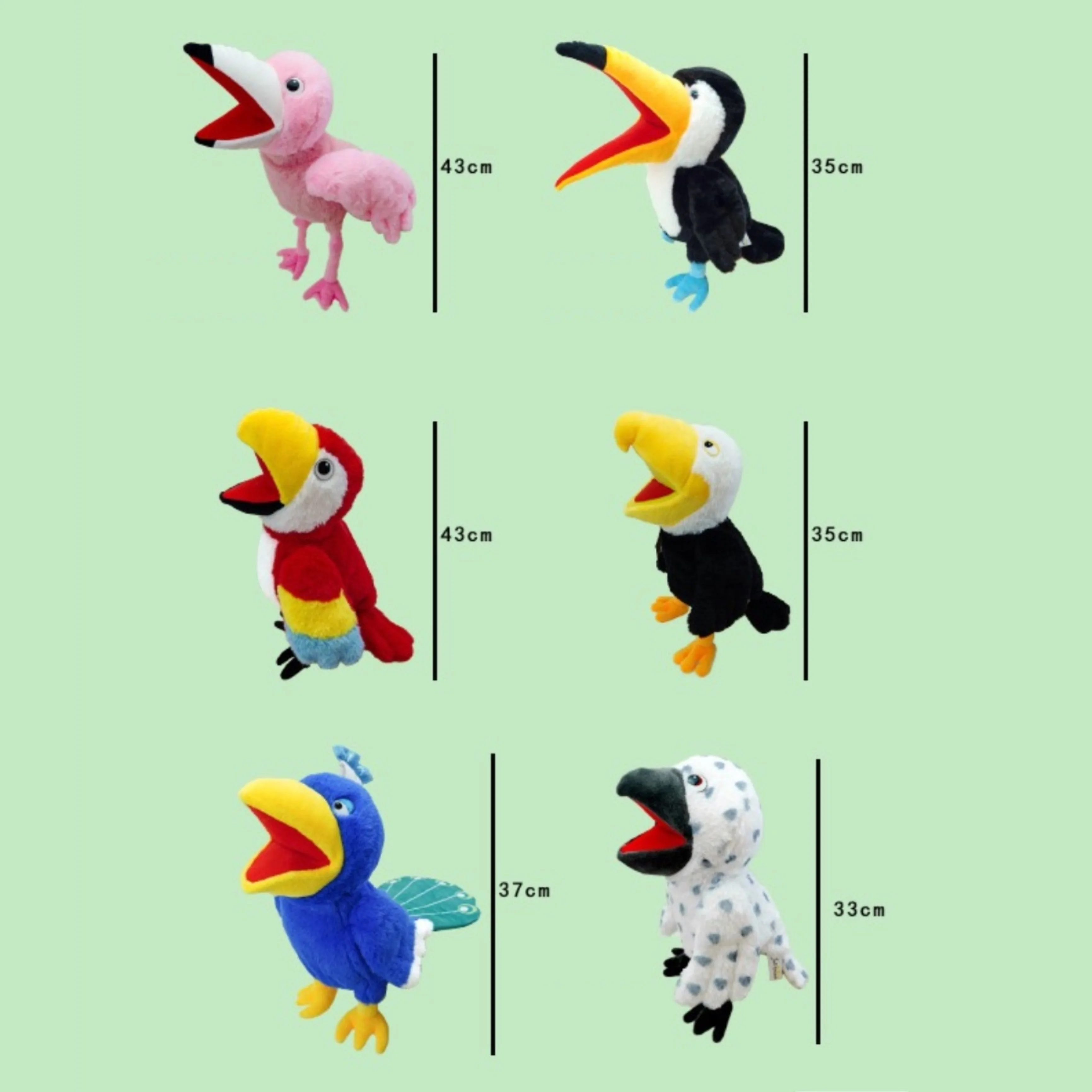 Pluszowa maskotka na rękę w kształcie ptaka z dużym dziobem, zabawka interaktywna dla rodziców i dzieci, zabawka uspokajająca dla dzieci, lalka sowa, flaming, prezent dla dzieci.