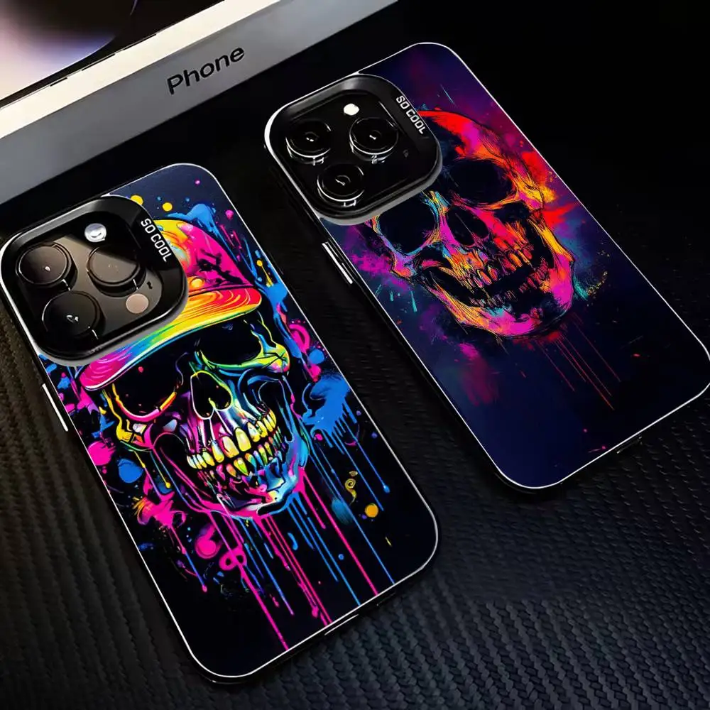

Skeleton Phone Case For iPhone17,16,15,14,13,12,11 Plus,Pro Max Black Matte Shockproof Cover
