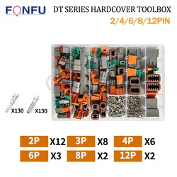 Kit de conector de cable impermeable serie Deutsch DT, enchufe sellado automotriz con caja de pines, DT06-2/3/4/6S, DT04-2/3/4/6/8/12P, 1/5/10 juegos