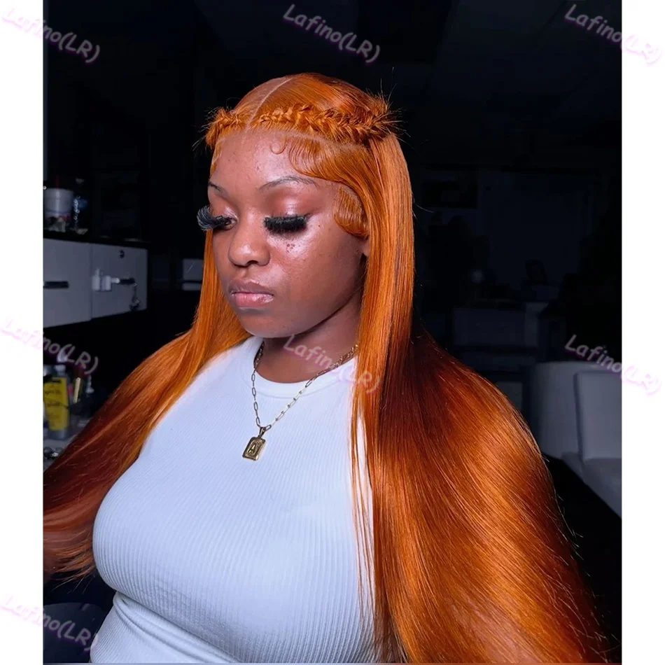 Orange Ginger Straight Hd Lace Front Wig 13x6 Human Hair Colored Quality 30 Inch Brazilian Wigs For Black Women With Round Face