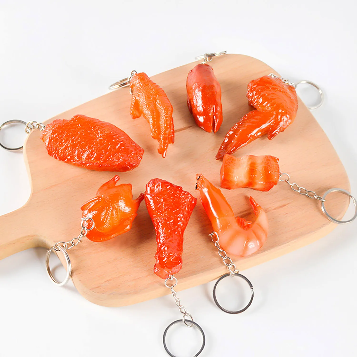 1 PC Simulation Food Key Chain Roasted Chicken Wings Drumsticks Braised Pork Key Chain Accessory Bag Key Rings