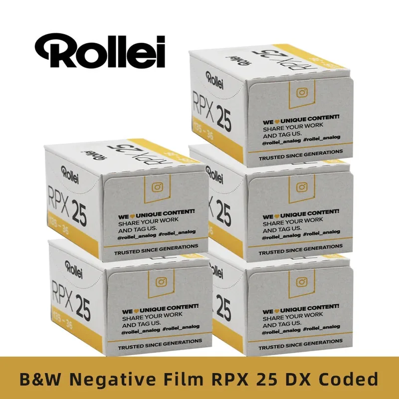 1-10 Rolls Rollei RPX 25 135 35mm Black And White Negative Film（36 Exposures/Roll）For Kodak M35  Camera (Expiry date: 8. 2025)