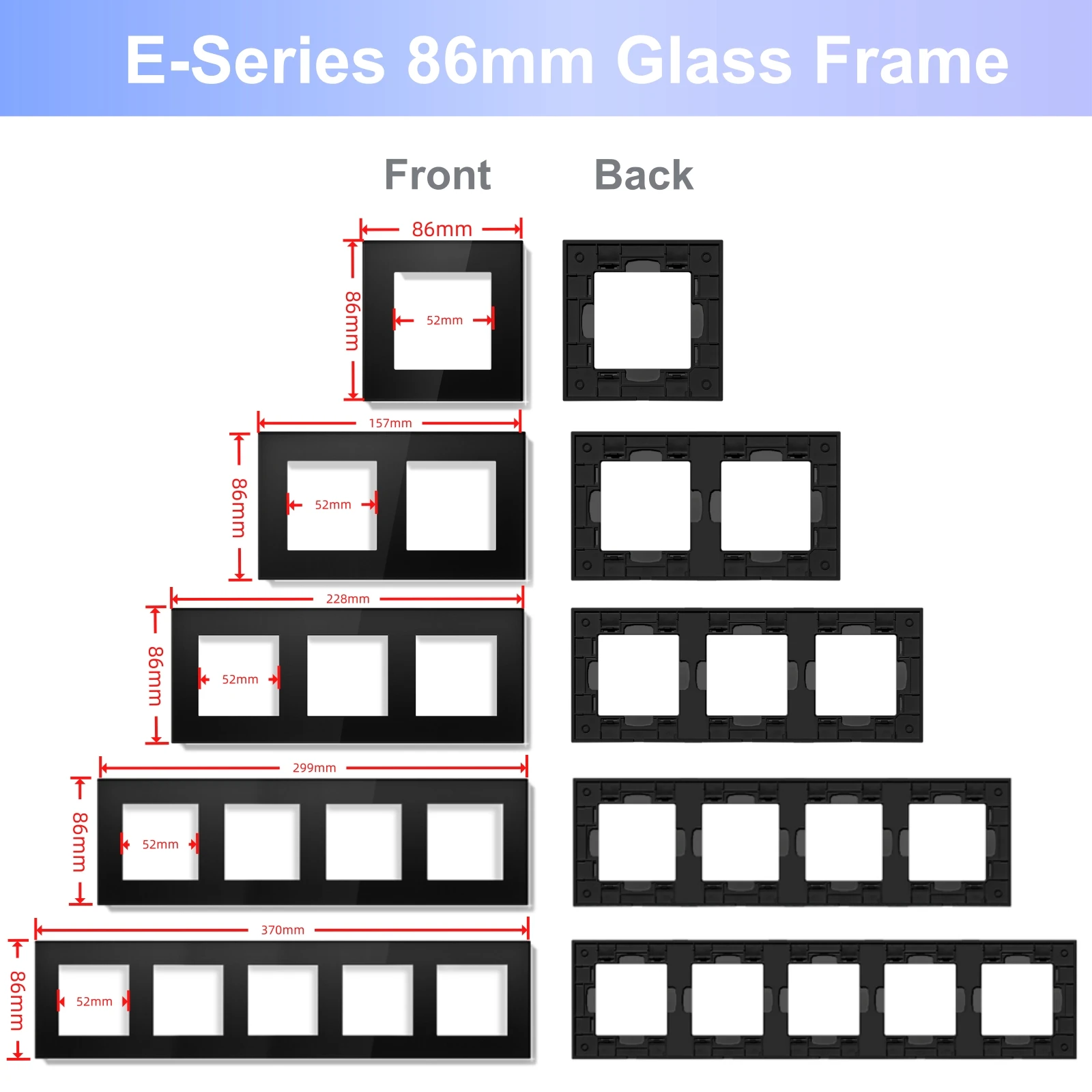 BSEED ZigBee Click Switch Modules Smart Light Switch Parts Glass Frame DIY Combination Wall Sockets USB Charge Key E-Series