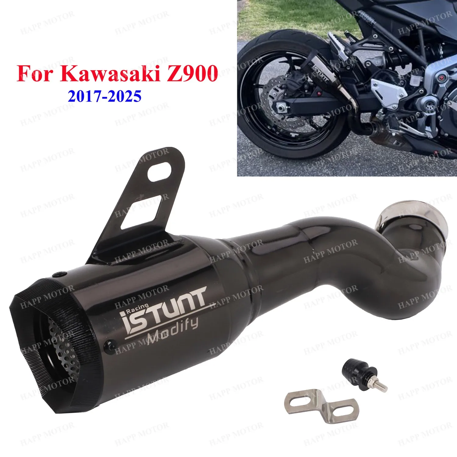 Sans lacet pour Kawasaki Z900 Z900E Z900 A1 A2 2017-2025 moto échappement silencieux tuyau moyen Z900 échappement