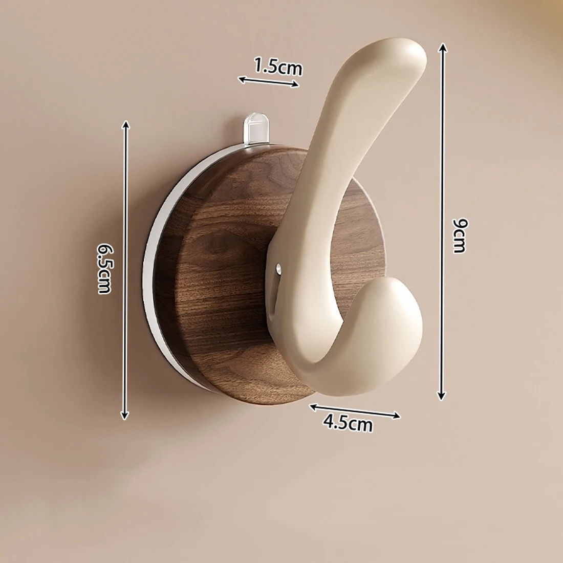 Picture 7: Suction Cup Wooden Material Hook Door Rear Hook Bathroom Strong Load-bearing Seamless Hook Home Decoration