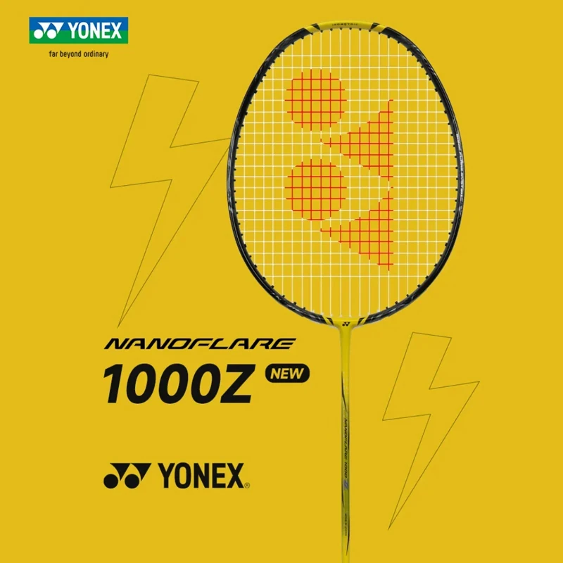 Yonex-yy超軽量カーボンファイバーバドミントンラケット、フラッシュnf 1000z、黄色のスピードタイプ、スイングプロ