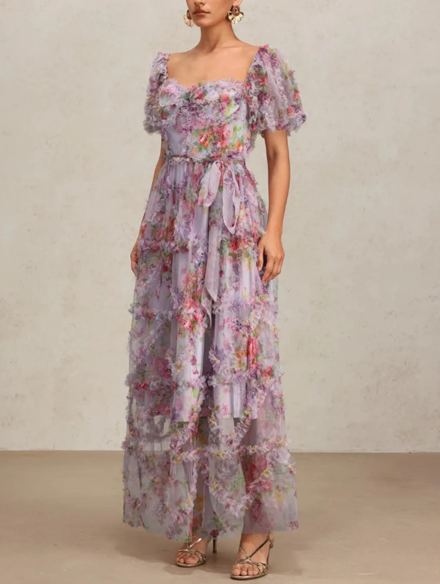 Paarse mesh jurk dames vierkante kraag korte mouw elegante vintage maxi vestidos bodycon veterdoek dame