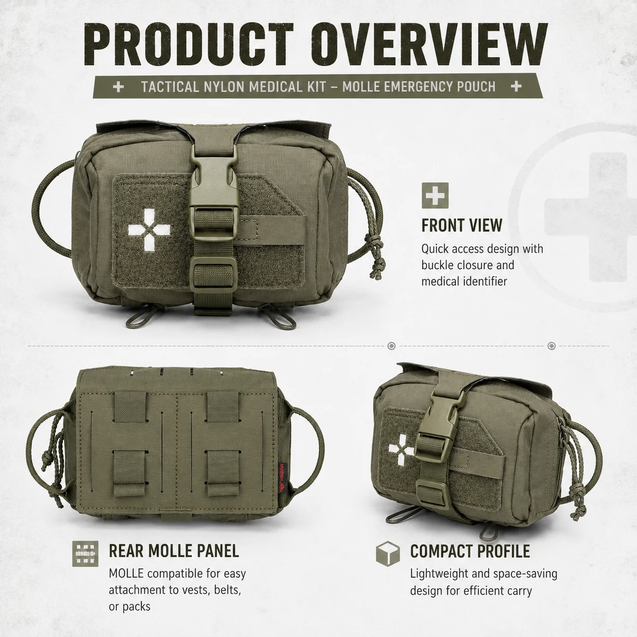 QX Tactical Nylon Medical Kit MOLLE Pouch Outdoor First Aid Bag Emergency Survival Organizer Camping Hiking Gear