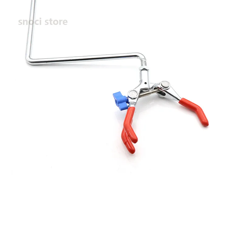 Laboratory three-jaw clamp L-shaped condenser tube with extension rod fixed by right-angle clamp and variable cross clamp1 piece