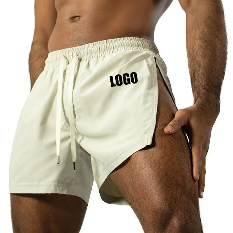 

Custom LOGO men's casual sweatpants summer quick-drying zipper shorts on both sides fitness running three-point pants