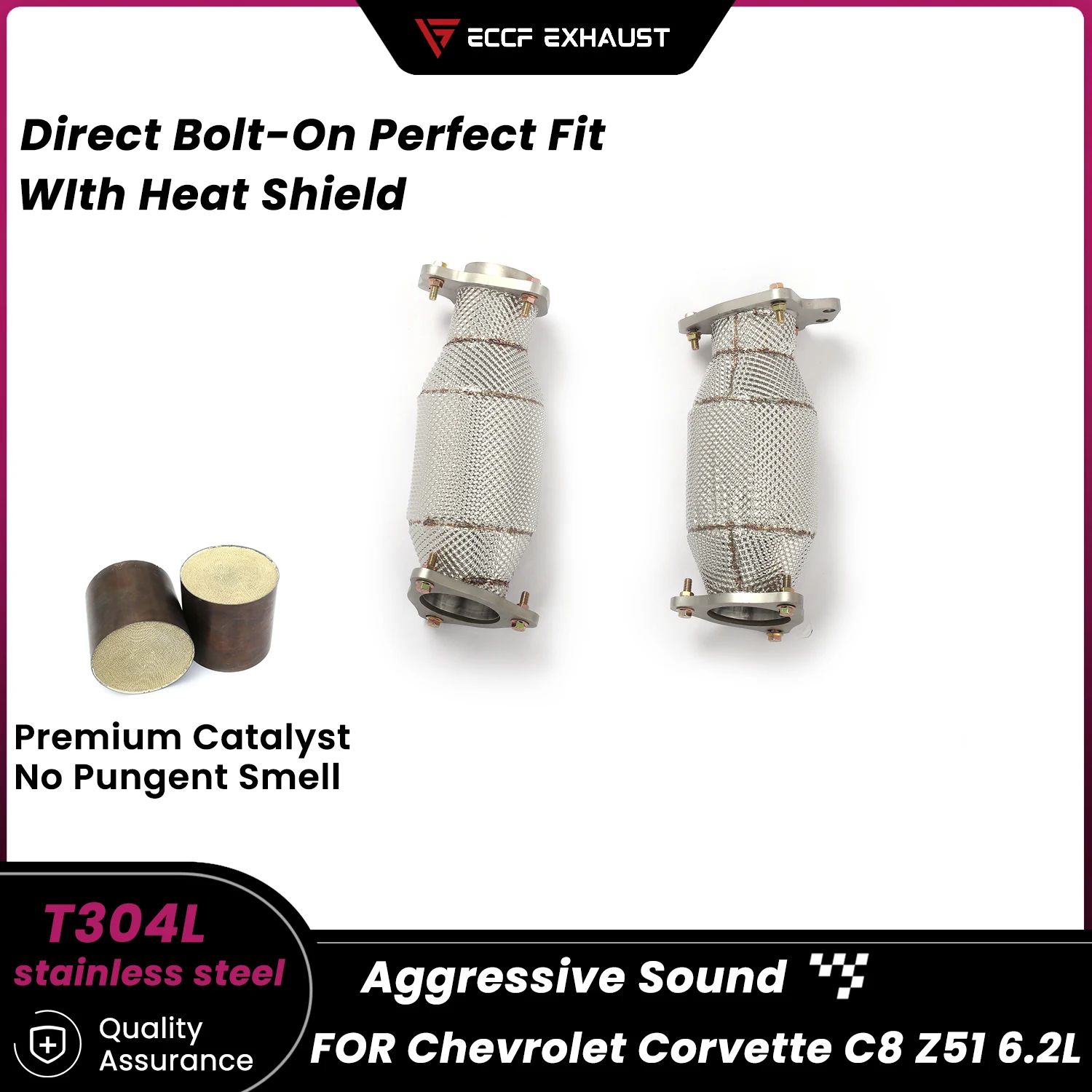 

Спортивный даунпайп с теплозащитным экраном для Chevrolet Corvette C8 Z51 6.2L: Агрессивный звук выхлопа, высокая производительность, улучшенные характеристики.