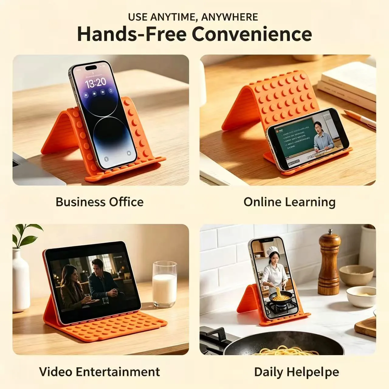 Portable Universal Phone Stand Angle Adjustable Silicone Desktop Tablet Laptop Holder Foldable Transforming Bracket with Hook view 6