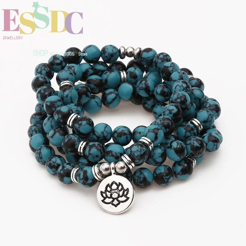 

Xinjiang Natural Stone Strand Buddhist 108 Mala Prayer Necklace Lotus Pendant Chakra Yoga Bracelet Wholesale