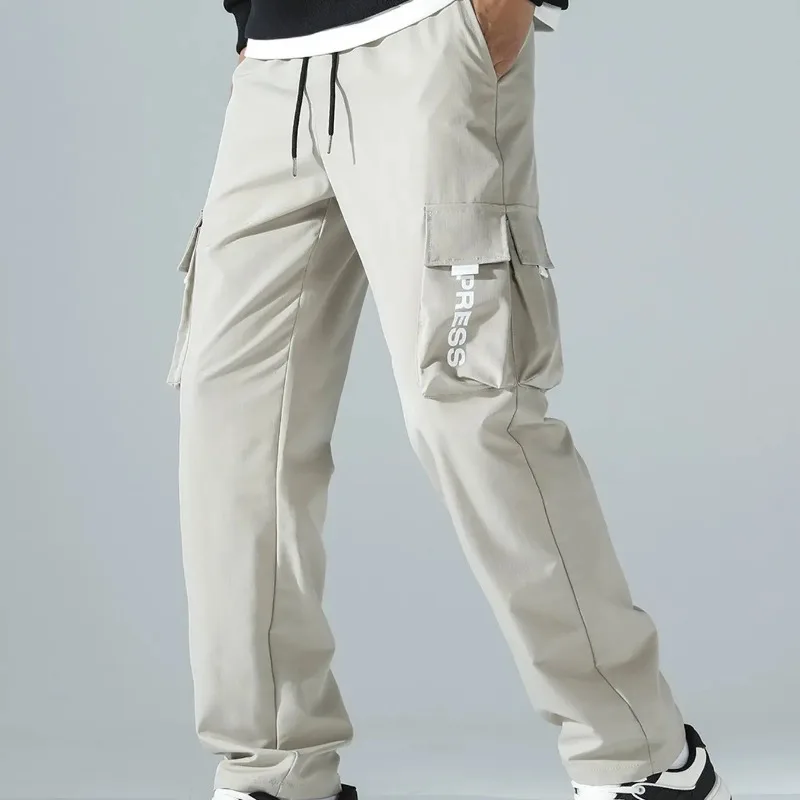 UETEEY Men‘s Spring Summer Cargo Pants Multi Pockets Loose Fit Outdoor Hiking Trousers Men Streetwear Fashion Hot Sale
