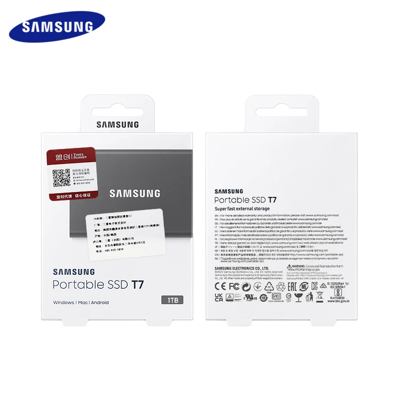 SAMSUNG T7 1TB TYPE-C USB 3.2 GEN2 SSD NVMe ad alta velocità 1050 MB/S unità a stato solido portatile AES PSSD crittografato per Laptop Desktop